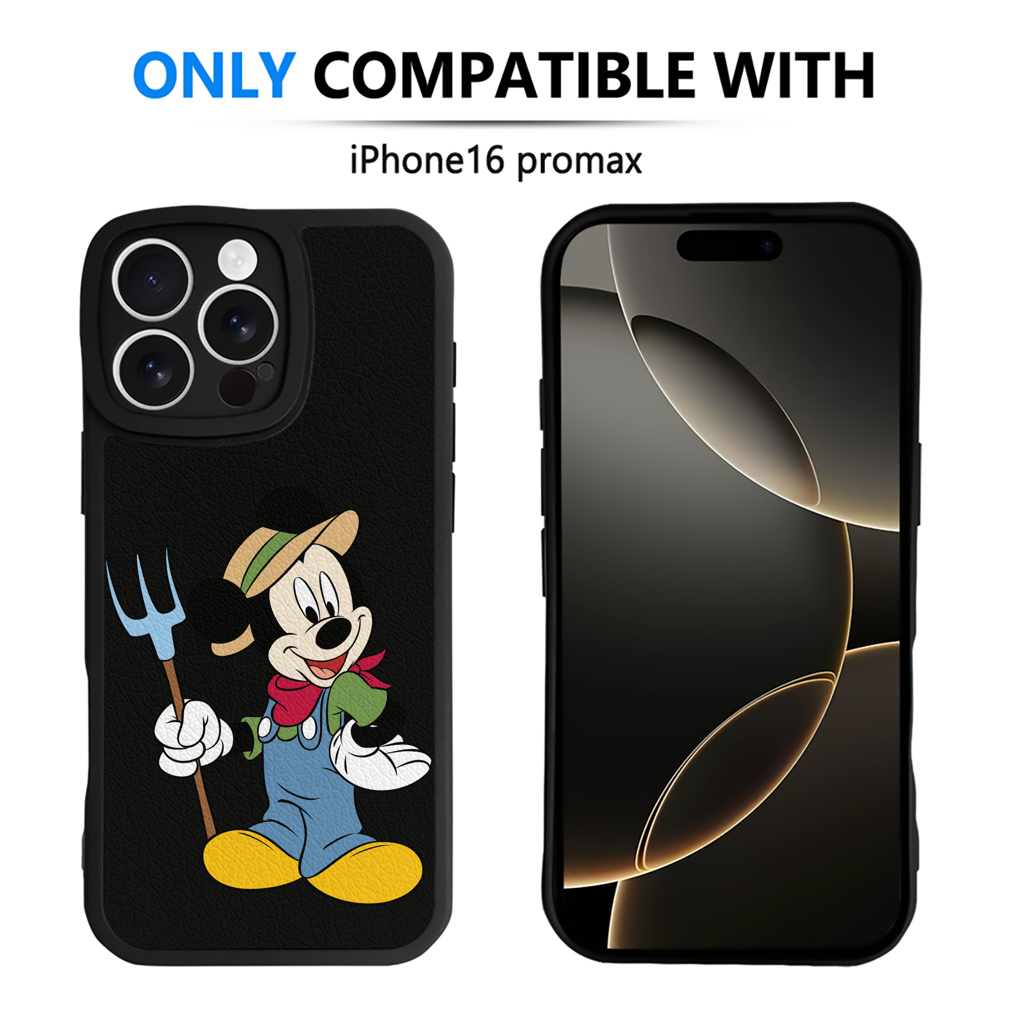 （画像用） ミッキーマウス Mickey Mouse 【iPhone 16シリーズ対応】シリコンスマホケース（レザー調） 材質：シリコン
